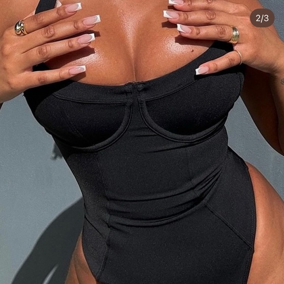 TA3 Hi Cut Lifty Lace Up Corset Swimsuit Bathing Suit Medium Regular/Long F/G - Picture 15 of 15